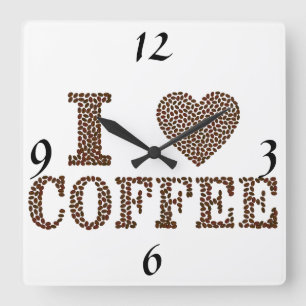 Cuadrado Amo el reloj del café