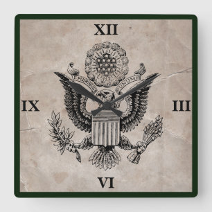 Cuadrado Antiguo reloj de escudo de armas americano de moda