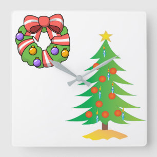 CUADRADO **ÁRBOL DE NAVIDAD Y AGUA** NAVIDADES RELOJ
