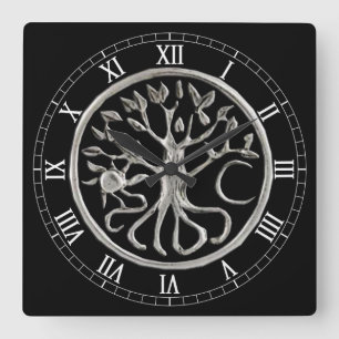 Cuadrado Árbol del reloj de los números romanos del