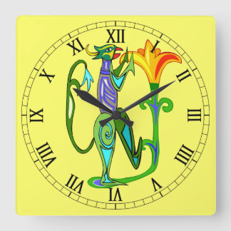 Cuadrado Arte egipcio con el reloj del número romano de la