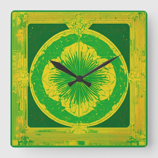 Cuadrado Arte mural y reloj (Anverso)