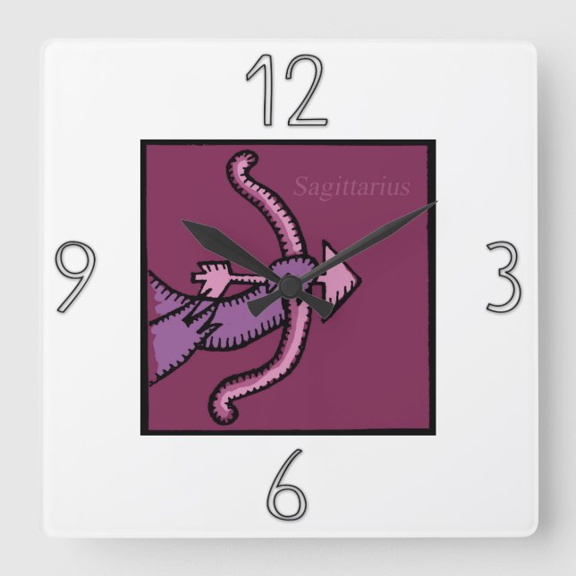 Cuadrado Astrología Zodiac Rótulo Sagittarius reloj de pare (Anverso)