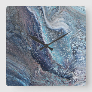 Cuadrado Atracción natural 1 Reloj abstracto de fluido azul