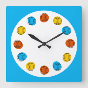 cuadrado azul del reloj de globo