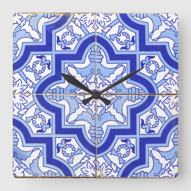 Cuadrado Azul portugués del reloj de la teja (Anverso)