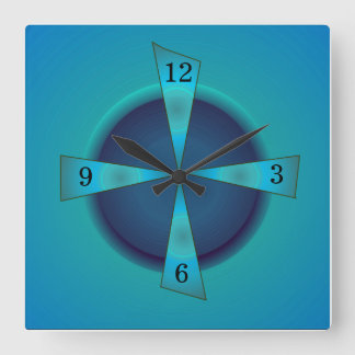 Cuadrado Azul y verde marino artístico > Reloj de cocina