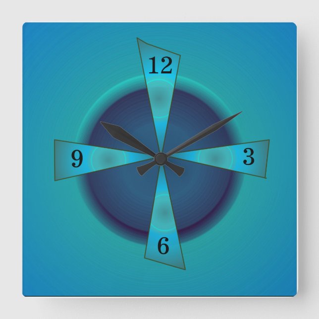 Cuadrado Azul y verde marino artístico > Reloj de cocina (Anverso)