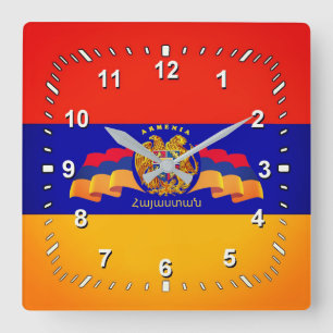 Cuadrado Bandera armenia ( Հ ա յ կ ա կ ա ^^" ) Reloj de par