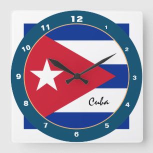 Cuadrado Bandera cubana y reloj de moda y diseño de moda