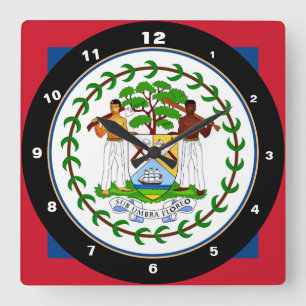 Cuadrado Bandera de Belice y reloj de moda y diseño de Bel