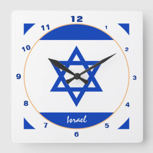 Cuadrado Bandera de Israel y reloj de moda y diseño de mod