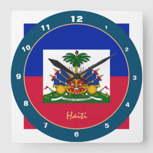 Cuadrado Bandera haitiana y reloj de moda y diseño de Hait