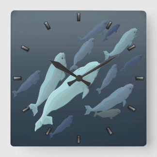 Cuadrado Beluga Reloj de ballena Decoración de ballenas bla