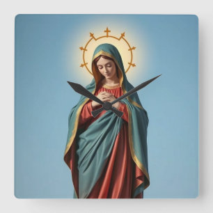 Cuadrado Bendita Virgen María Reloj