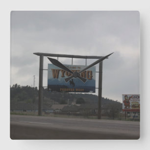 Cuadrado Bienvenidos al reloj Wyoming