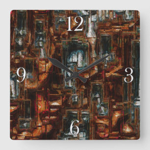 Cuadrado Bloque geométrico rústico de diseño 3D Reloj de ar