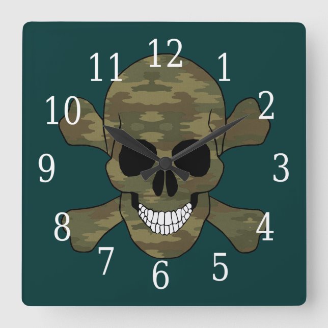 Cuadrado Calavera de camuflaje y reloj de cruces (Anverso)