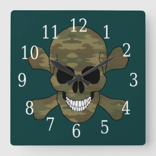 Cuadrado Calavera de camuflaje y reloj de cruces
