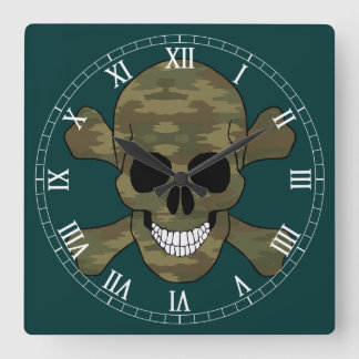Cuadrado Calavera De Camuflaje Y Reloj Número Romano De Hue