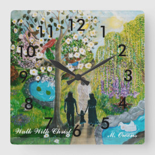 Cuadrado Caminar Con El Reloj De Cristo Con Números