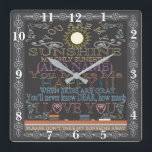 Cuadrado Chalkboard Retro Eres Mi Reloj Sunshine<br><div class="desc">Conmemorar su aniversario,  boda,  compromiso,  etc.,  con este personalizado de reloj retro cuadrado personalizado. Hace un hermoso regalo. Obra de arte de Amelia Carrie</div>