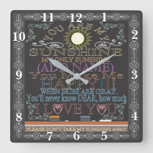 Cuadrado Chalkboard Retro Eres Mi Reloj Sunshine