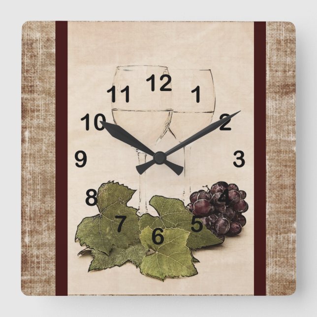 Cuadrado copas elegantes con el reloj de la uva (Anverso)