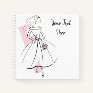 Cuadrado de cuaderno de texto rosa de la novia de