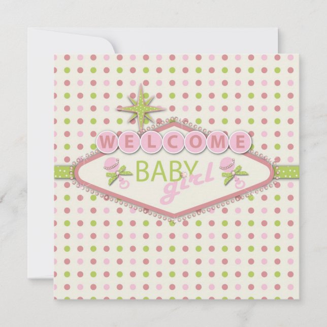 Cuadrado de la invitación de Vegas Baby Shower (Anverso)