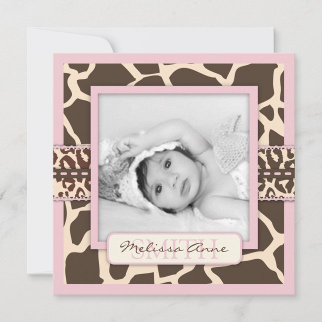 Cuadrado de la invitación del chica del safari (Anverso)