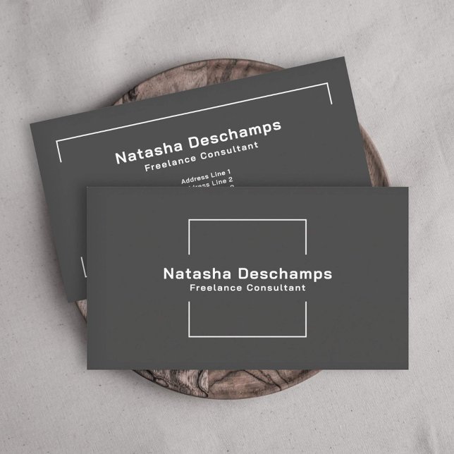 Cuadrado de líneas finas, tarjeta de visita negra  (Fine-lined Square, Minimalist Black Business Card)