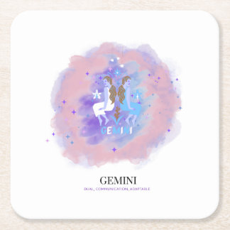 Cuadrado De Papel Acuarela Astrología - Posavasos Géminis