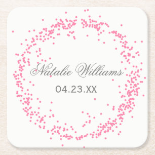 Cuadrado De Papel Confeti Rosa - Posavasos Personalizado
