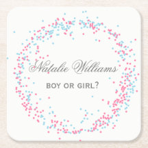 Confeti Rosa y Azul - Posavasos Personalizado