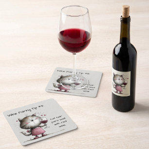 Cuadrado De Papel Gato Adorable con Posavasos para Vino