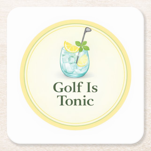 Cuadrado De Papel Golf Es Tónico | Golf Drinkware Posavasos (Anverso)