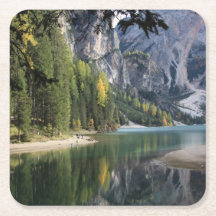 Lago alpino y reflejos - posavasos fotográfico