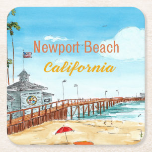 Cuadrado De Papel Newport Beach California Posavasos