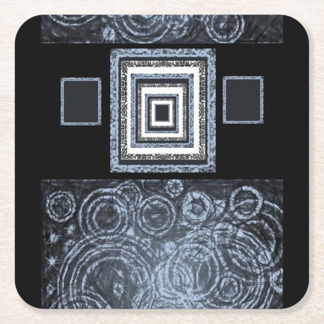 Cuadrado De Papel Posavasos azul negro (Anverso)