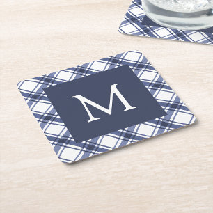 Cuadrado De Papel Posavasos azul y blanco