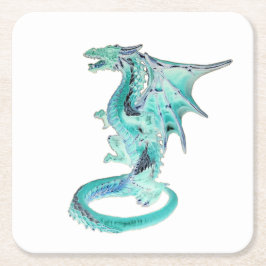 Cuadrado De Papel Posavasos Dragón Azul Celeste Personalizable Dorso