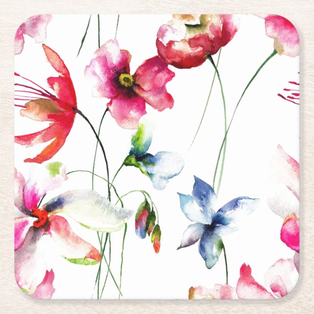 Cuadrado De Papel Posavasos - Flores Silvestres (Anverso)