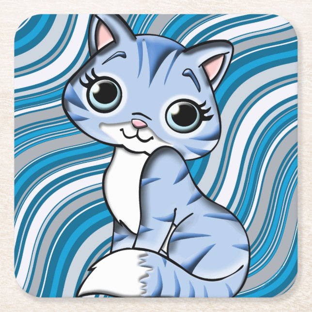 Cuadrado De Papel Posavasos Gatito Perfectamente Lindos (Anverso)