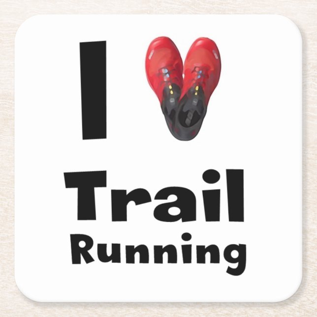 Cuadrado De Papel Posavasos "I love Trail Running" (Anverso)