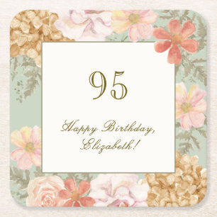 Cuadrado De Papel Posavasos para cumpleaños 95 otoño color floral sa