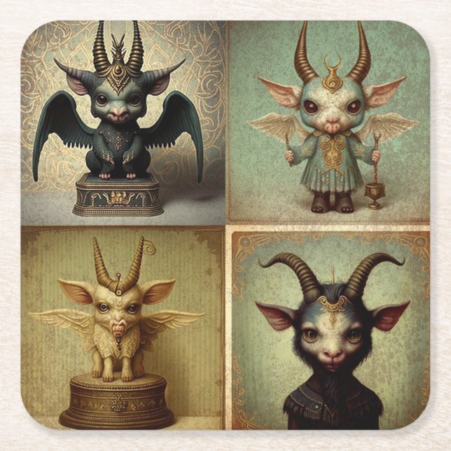 Cuadrado De Papel Posavasos personalizados originales Baphomet.  (Anverso)
