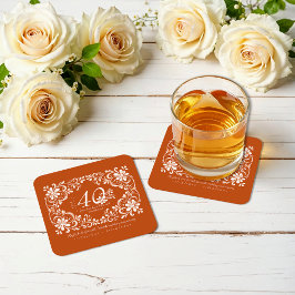 Cuadrado De Papel Posavasos Shabby Chic Naranja Oscuro 40 Aniversari