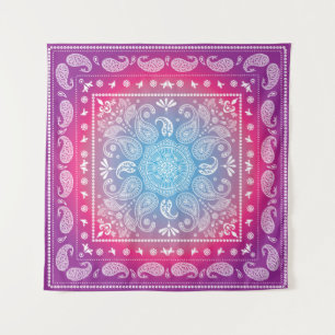 Cuadrado de tapiz de ráfaga azul rojo (57" x %7")