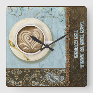 Cuadrado Deja Brew Café Reloj de la Copa Java Cappuccino